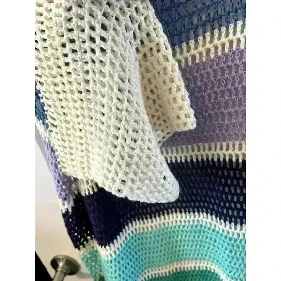 Anna & Ava Crochet Striped colorful OS Duster Cardigan Swim Coverup MSRP$98 NWOT - Picture 4 of 4